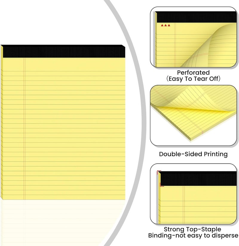 Ciphyfee 6pcs Legal Pads 8.5 x 11,Notepads 8.5 x 11 Inch, 30 Sheets/Pack, Yellow Note Pads Clear Print Writing Pads of Paper, Perforate Wide Ruled Lined with Sturdy Back for Office, Business & School Supplies - Image 3